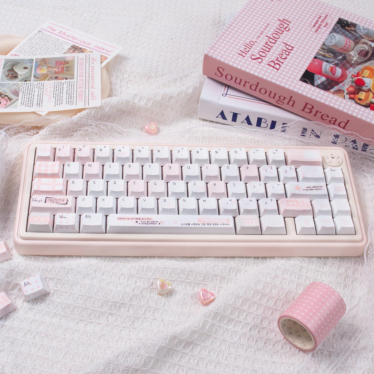 Cute Pink Notebook Theme Artisan Keycaps Set for Mechanical Keyboard - Kawaii Aesthetic Design Keycap | Keyartisan®