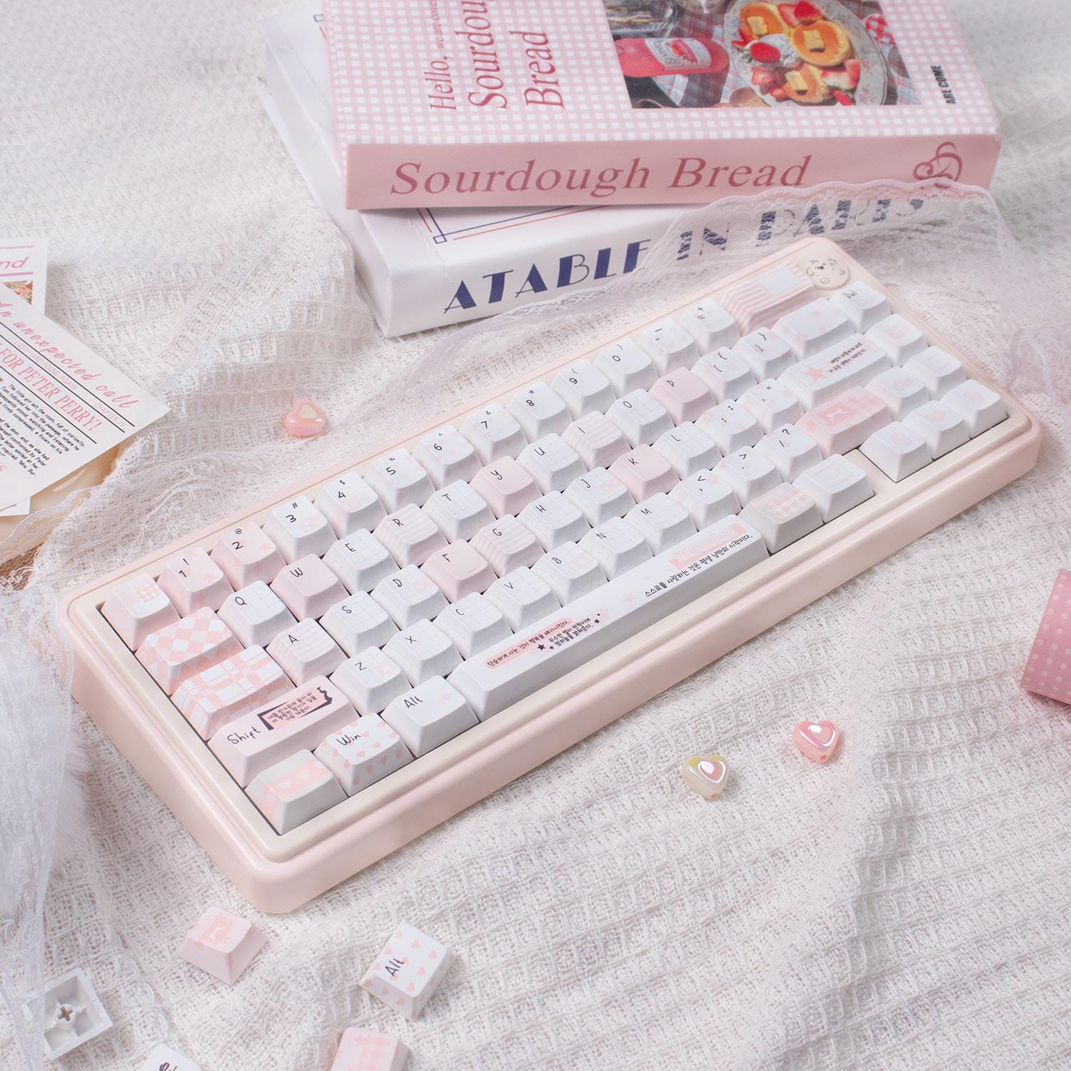 Cute Pink Notebook Theme Artisan Keycaps Set for Mechanical Keyboard - Kawaii Aesthetic Design Keycap | Keyartisan®