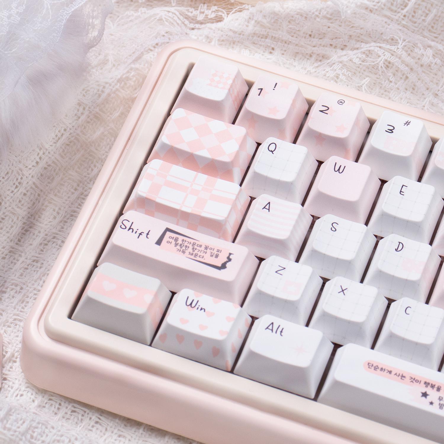 Cute Pink Notebook Theme Artisan Keycaps Set for Mechanical Keyboard - Kawaii Aesthetic Design Keycap | Keyartisan®