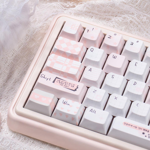 Cute Pink Notebook Theme Artisan Keycaps Set for Mechanical Keyboard - Kawaii Aesthetic Design Keycap | Keyartisan®