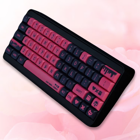 Black Pink Love Keycaps Set | XDA Cute Gothich Keycaps | KeyArtisan