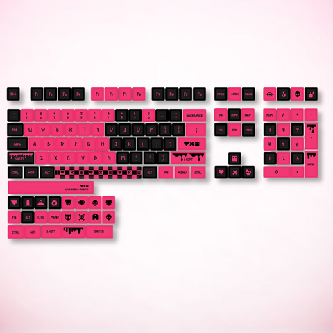 Black Pink Love Keycaps Set | XDA Cute Gothich Keycaps | KeyArtisan