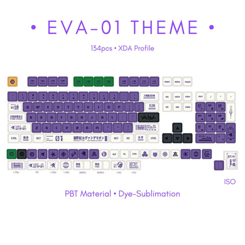 Cool Purple EVA-01 Anime PBT XDA Keycap Set