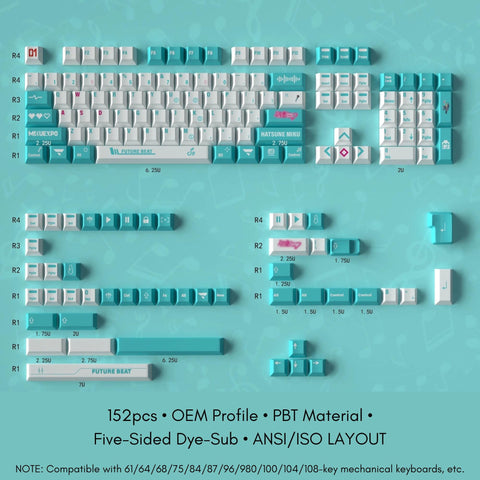 Hatsune Miku Japanese Style PBT OEM Keycap Set