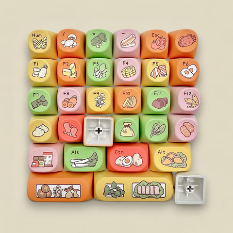 Cute Foodie Feast Theme Artisan Keycap Set