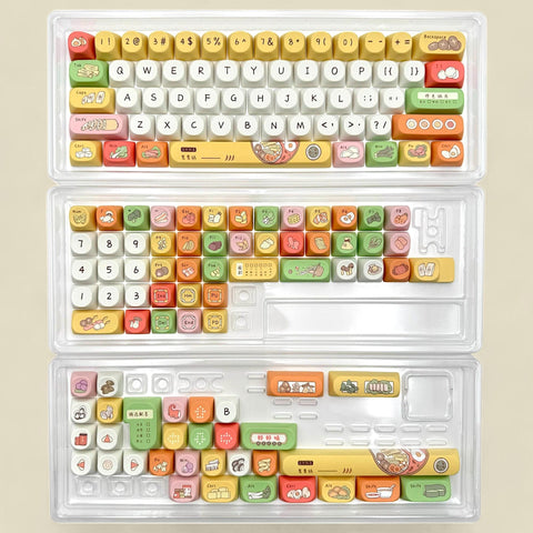 Cute Foodie Feast Theme Artisan Keycap Set