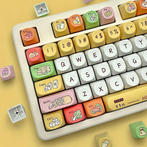 Cute Foodie Feast Theme Artisan Keycap Set