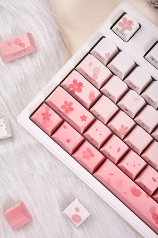Cherry Blossom Theme Gradient Pink Keycap Set