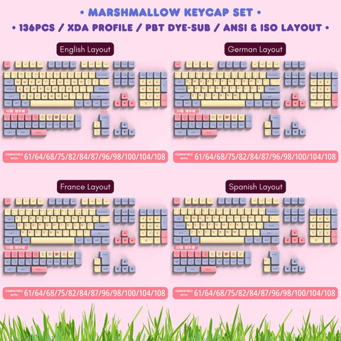 Cute Marsmallow Theme PBT XDA Keycap Set