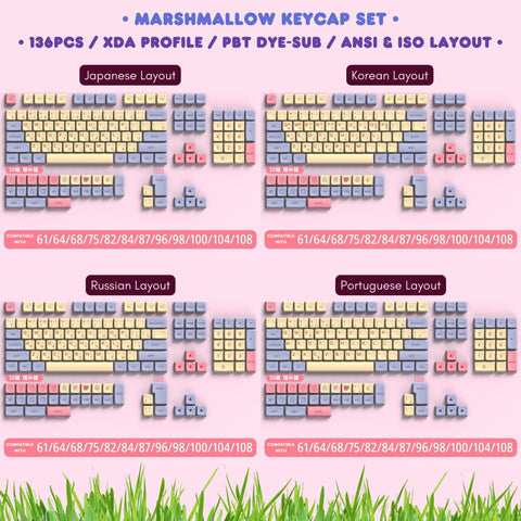 Cute Marsmallow Theme PBT XDA Keycap Set