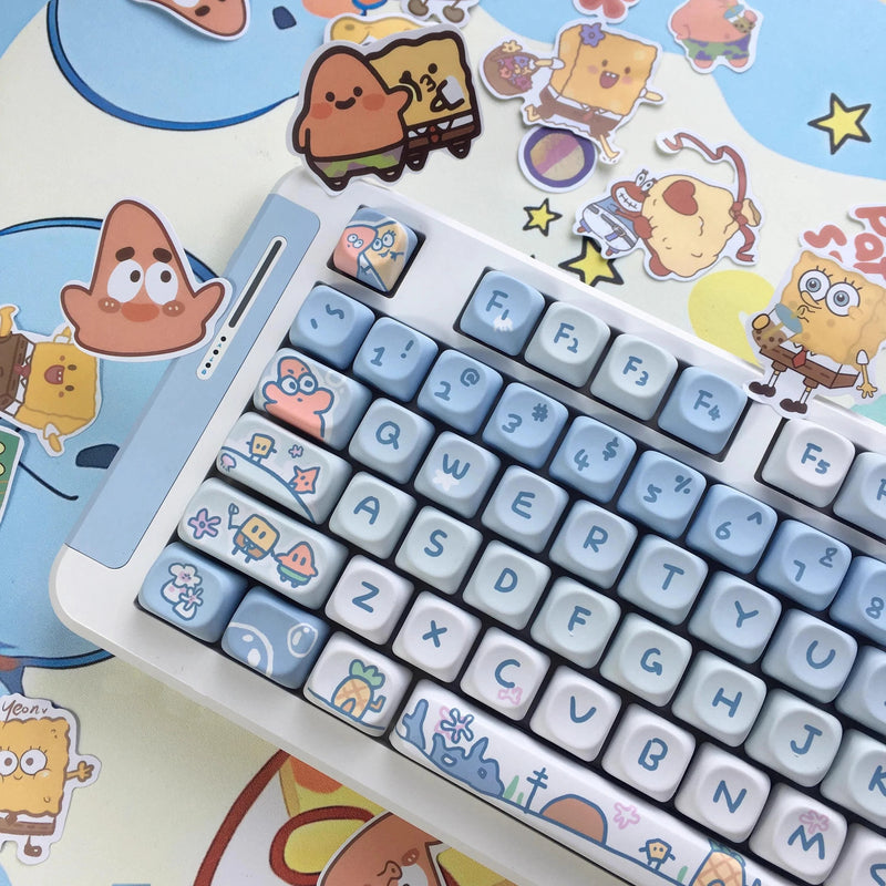 Cute Blue Gradient Spongebob Theme Artisan Keycap Set