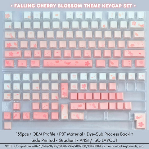 Cherry Blossom Theme Gradient Pink Keycap Set