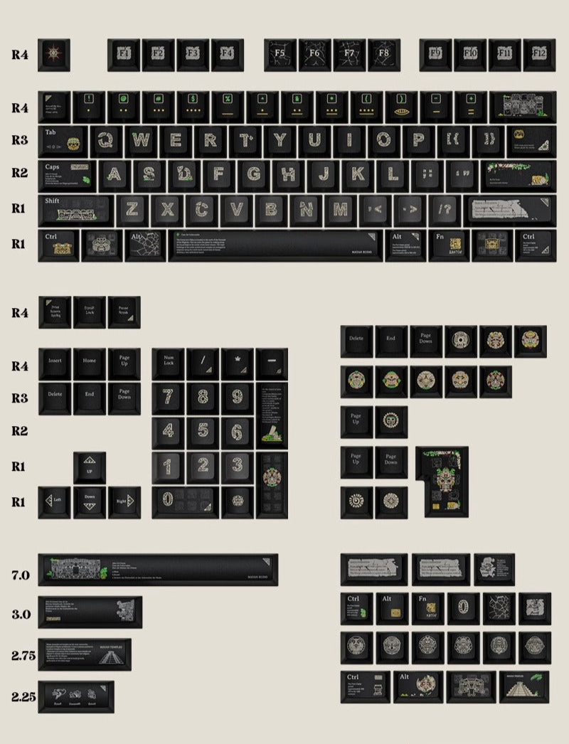 Cool Maya Aztec Theme Backlit Keycap Set for Mechanical Keyboard