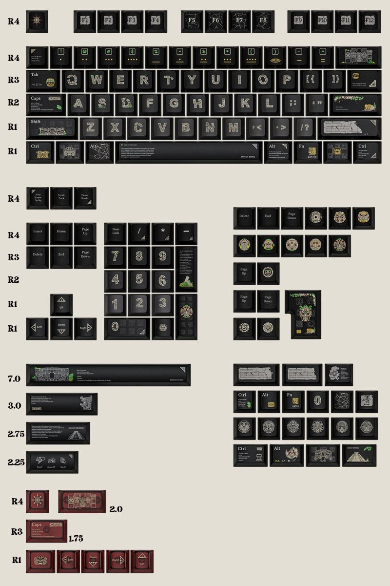 Cool Maya Aztec Theme Backlit Keycap Set for Mechanical Keyboard