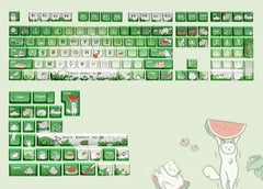 Spring Green Matcha Theme Artisan Keycap Set for Mechanical Keyboard, ISO Keycaps, Cherry/MDA Profile, PBT Dye-Sub, MX(+) Switches, 137pcs