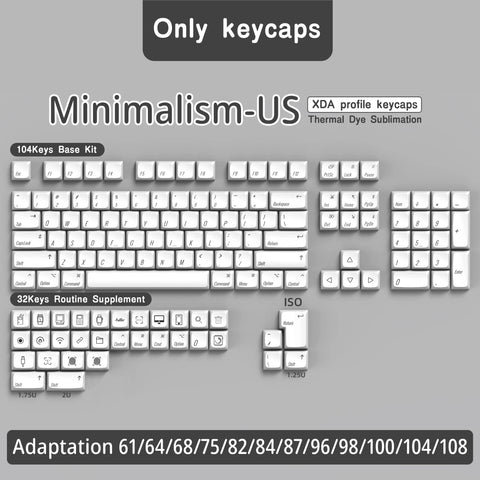 Minimalism XDA Profile PBT Keycaps for MX Switches