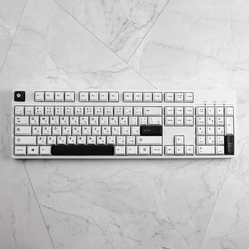Minimalist Black & White Japanese Keycap Set - KeyArtisan