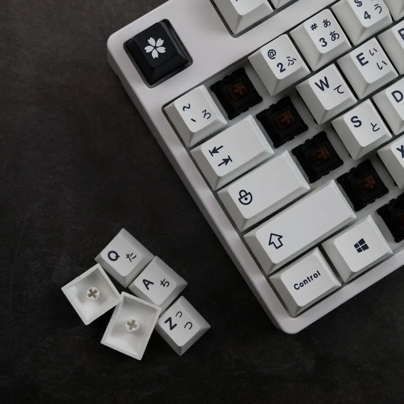 Minimalist Black & White Japanese Keycap Set - KeyArtisan