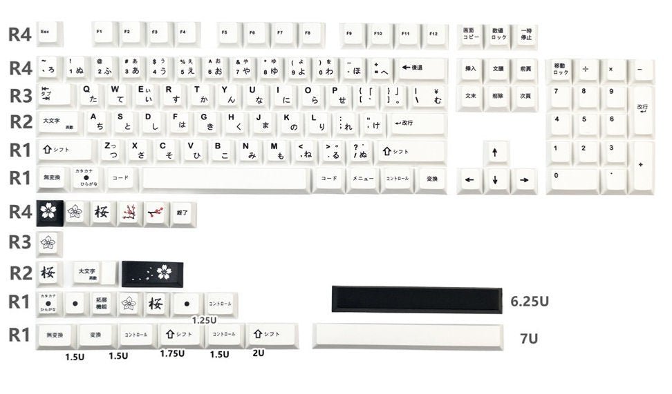 Minimalist Black & White PBT Japanese Keycap Set - KeyArtisan