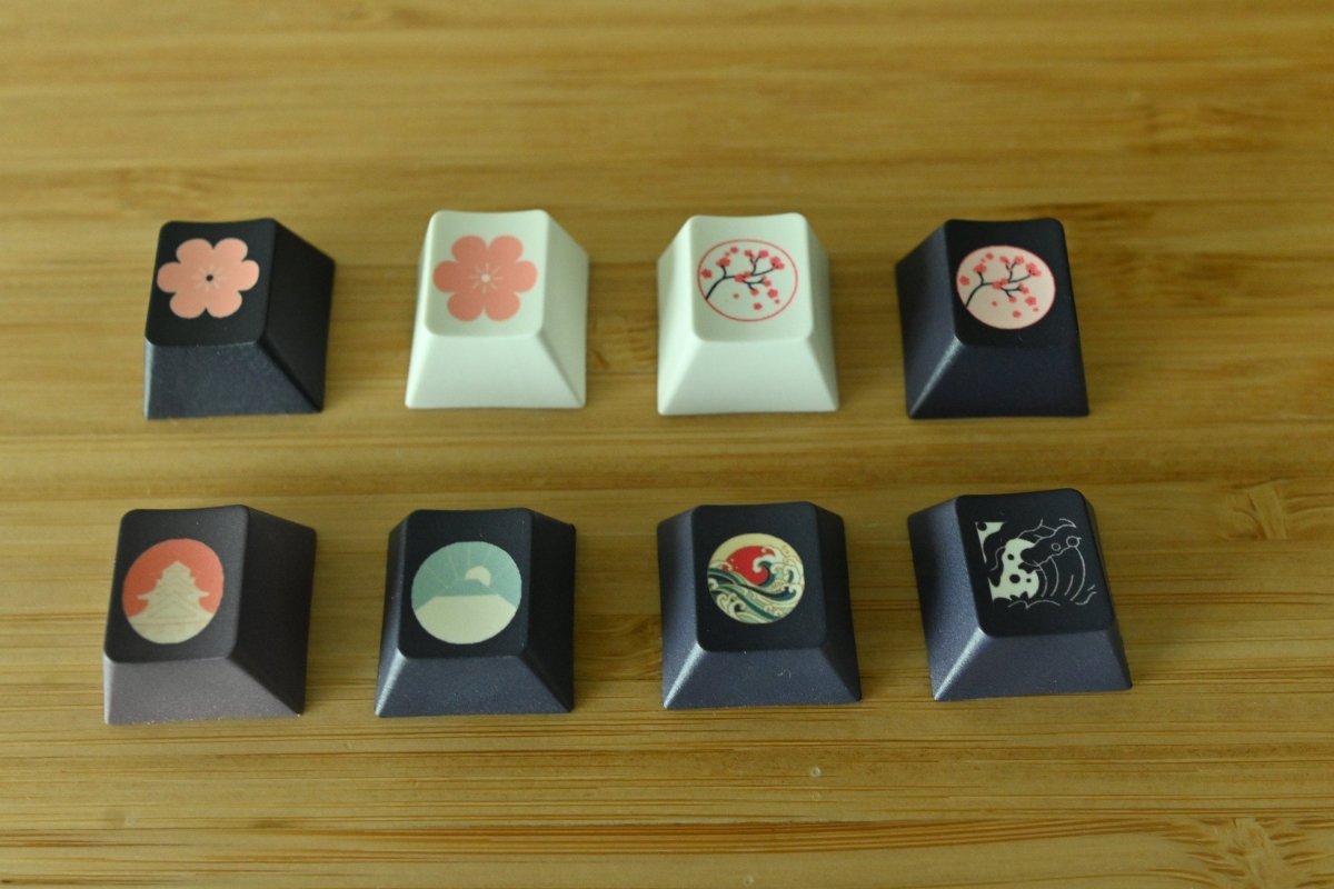 Minimalist Black & White PBT Japanese Keycap Set - KeyArtisan