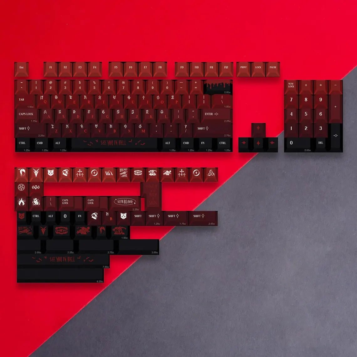 "New Blood" Artisan Red Gradient Keycap Set - KeyArtisan