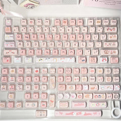 Pink Cat Theme Keycap Set - KeyArtisan