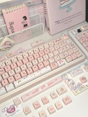 Pink Cat Theme Keycap Set - KeyArtisan
