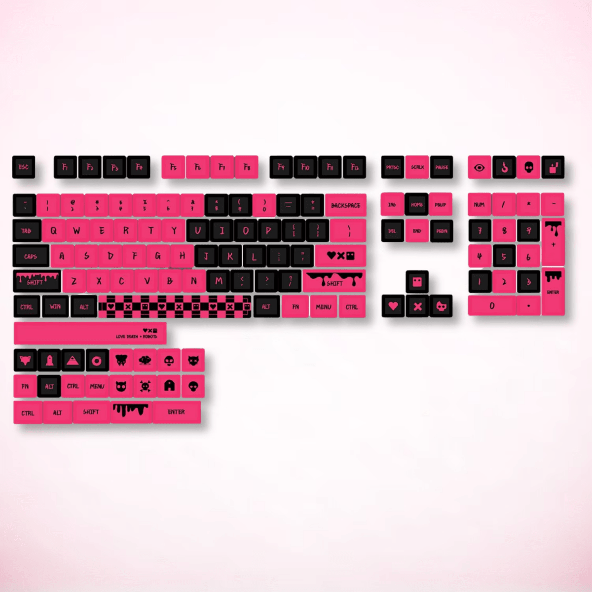 Pink Love Death & Robots Theme Keycap Set - KeyArtisan