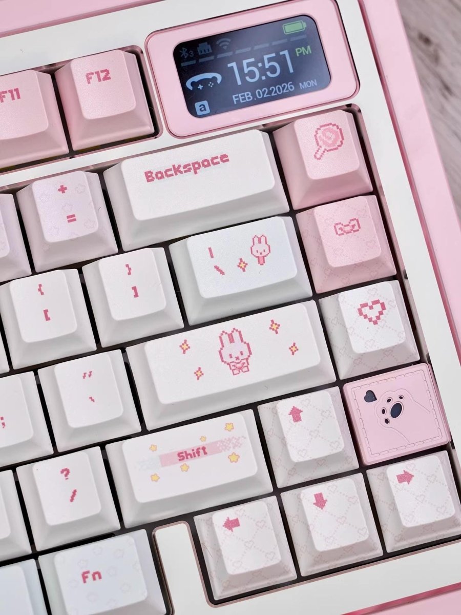 Pixel Miffy Bunny Theme Pink Keycap Set - KeyArtisan