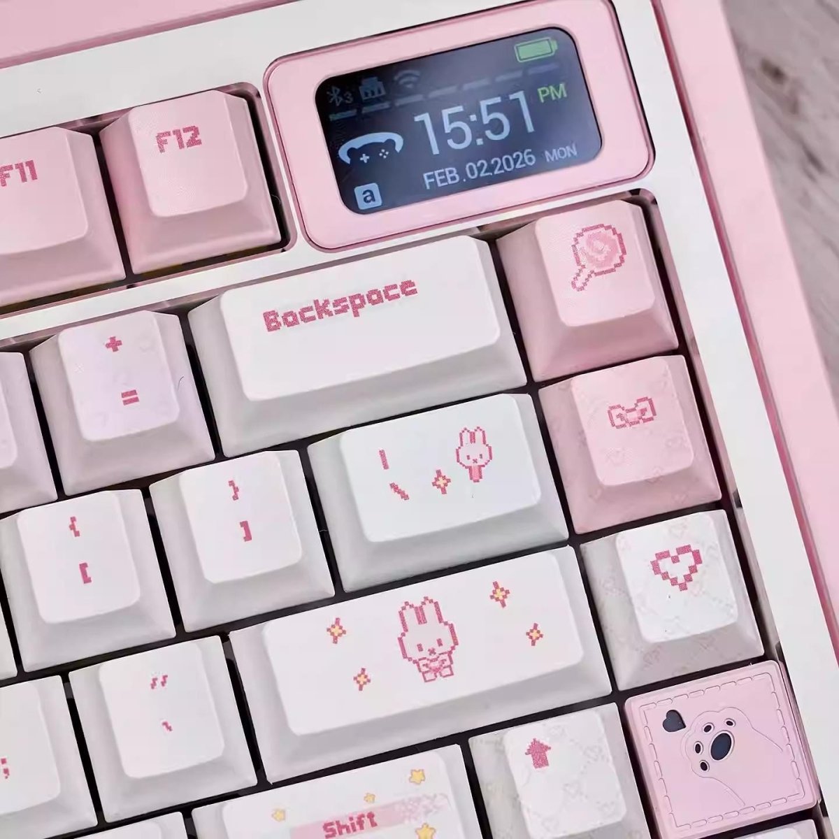 Pixel Miffy Bunny Theme Pink Keycap Set - KeyArtisan