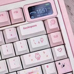 Pixel Miffy Bunny Theme Pink Keycap Set - KeyArtisan