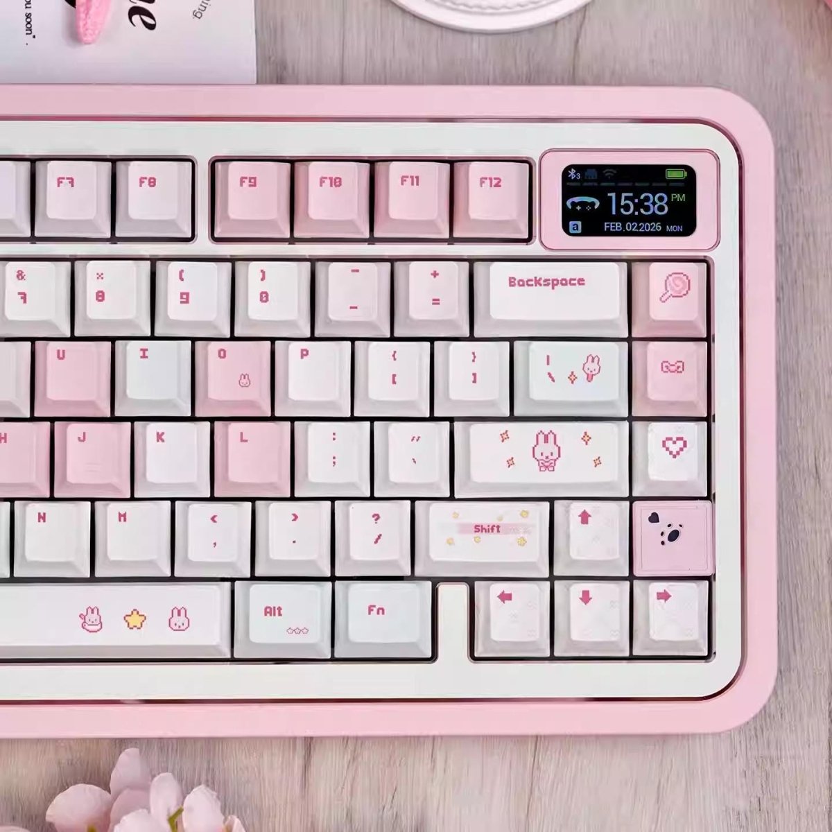 Pixel Miffy Bunny Theme Pink Keycap Set - KeyArtisan