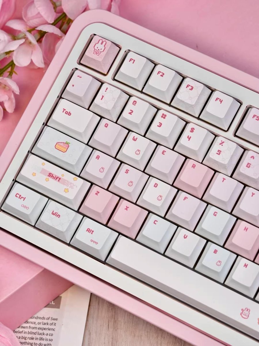 Pixel Miffy Bunny Theme Pink Keycap Set - KeyArtisan