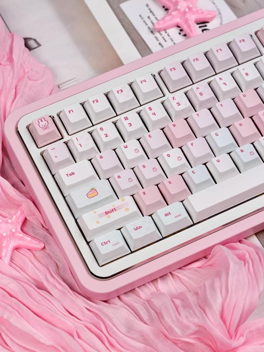 Pixel Miffy Bunny Theme Pink Keycap Set - KeyArtisan