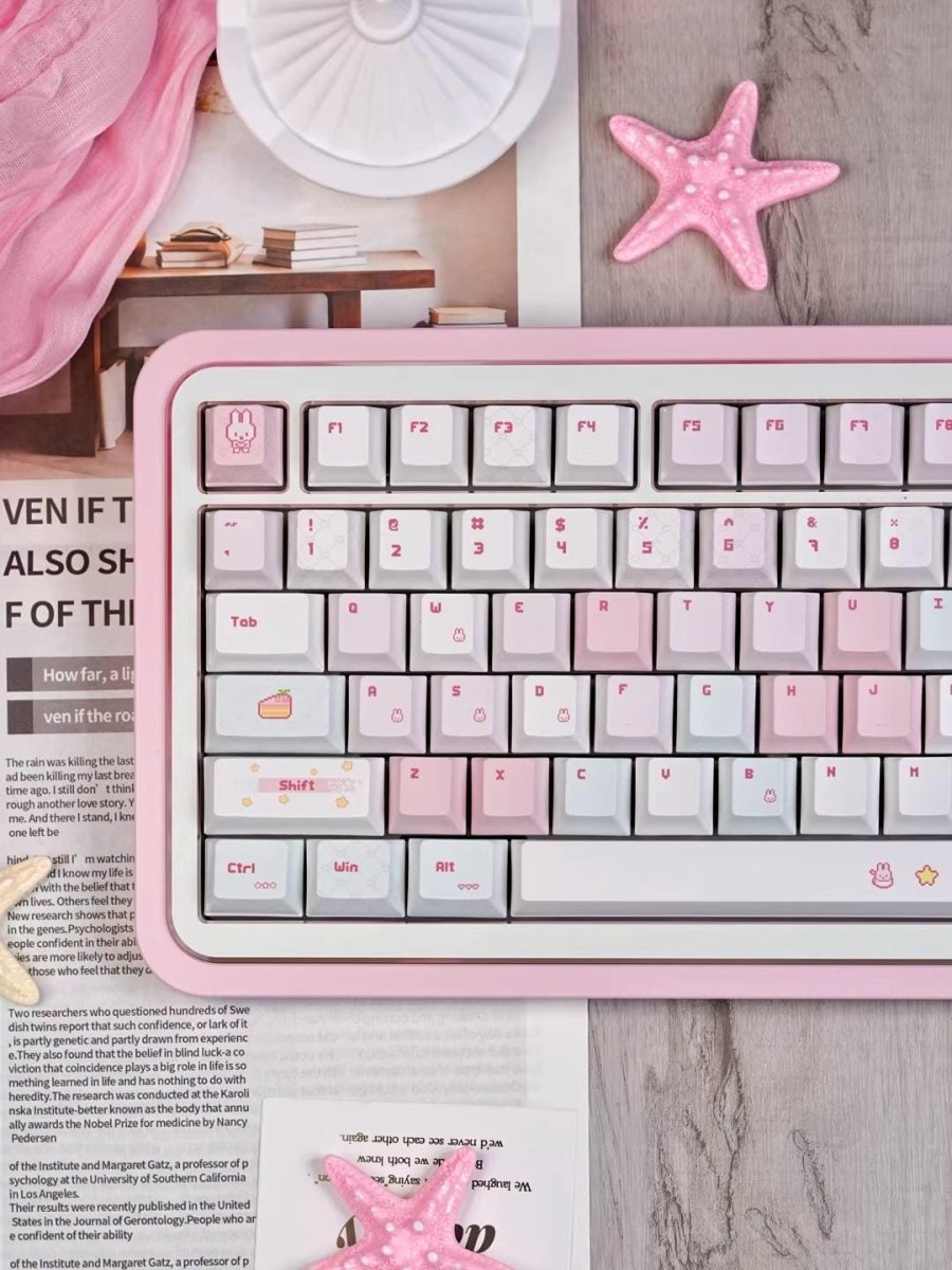 Pixel Miffy Bunny Theme Pink Keycap Set - KeyArtisan