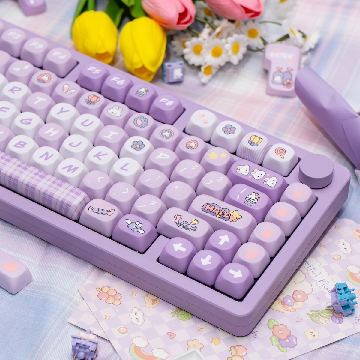 Purple Bunny Theme Keycap Set - KeyArtisan