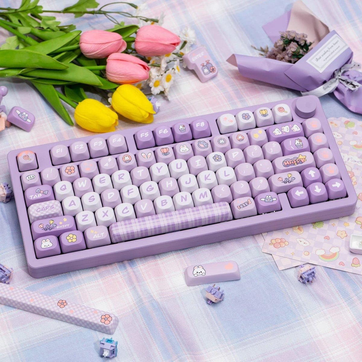 Purple Bunny Theme Keycap Set - KeyArtisan