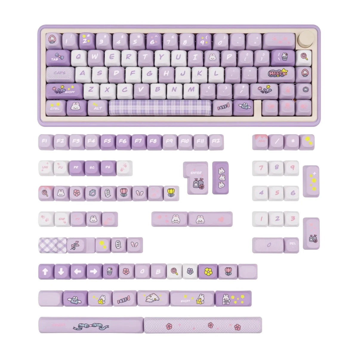 Purple Bunny Theme Keycap Set - KeyArtisan