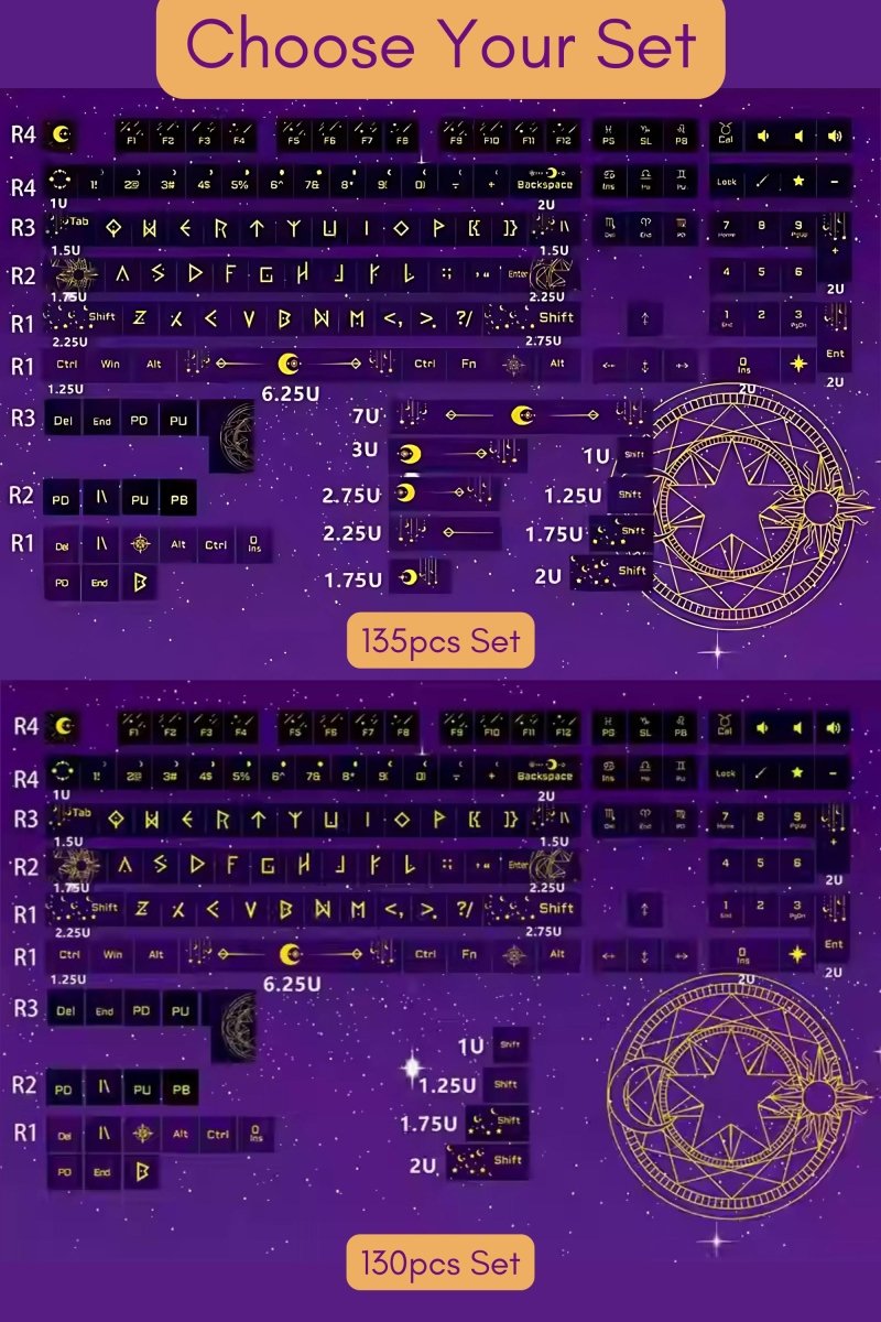 Purple Zodiac Theme Gradient Keycap Set - KeyArtisan