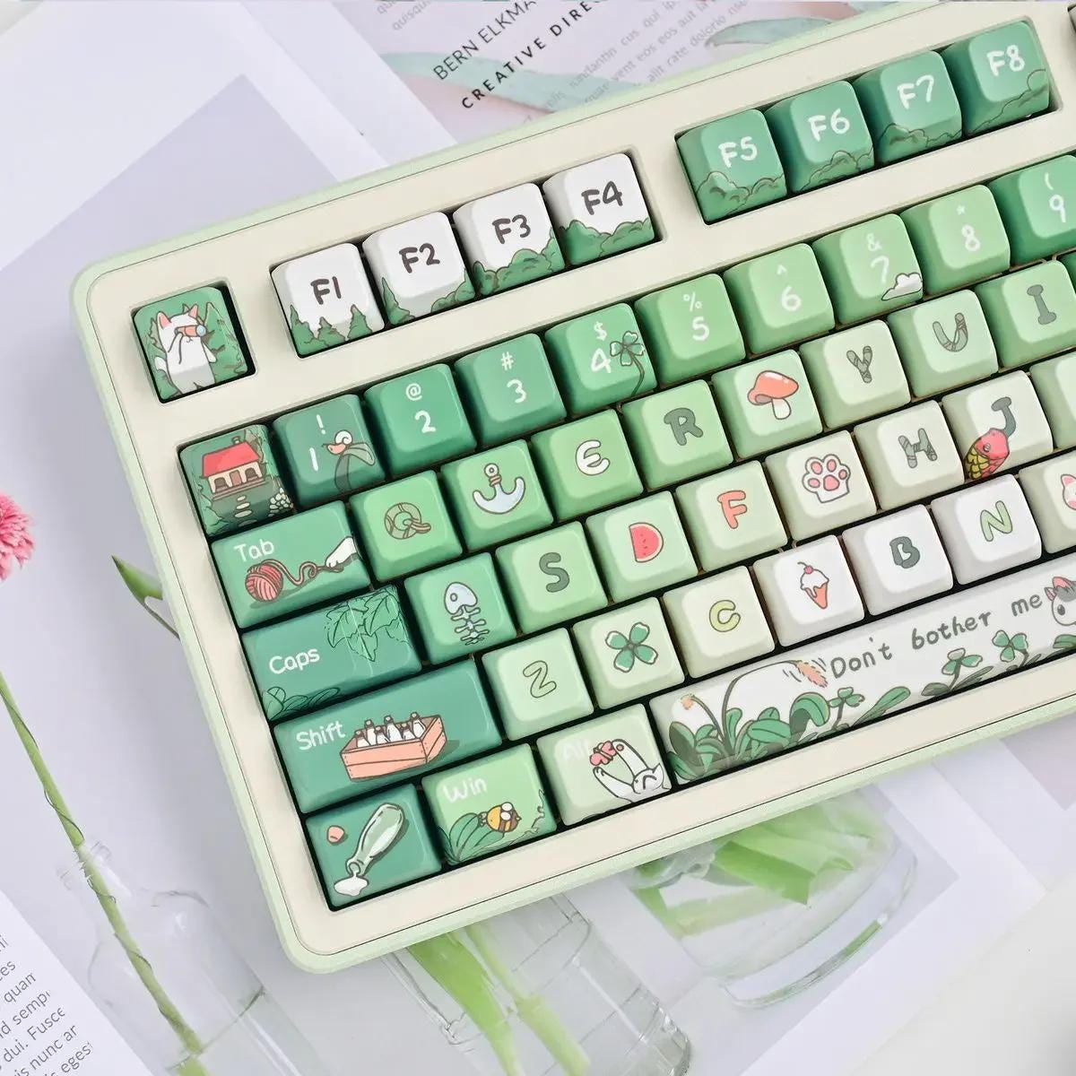 Spring Green Matcha Theme Artisan Keycap Set - KeyArtisan