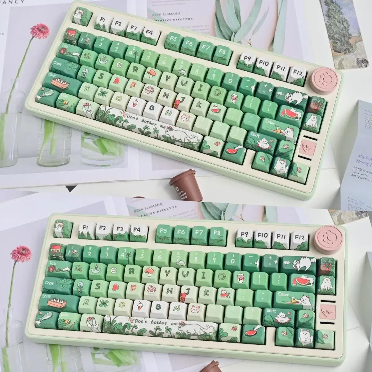 Spring Green Matcha Theme Artisan Keycap Set - KeyArtisan