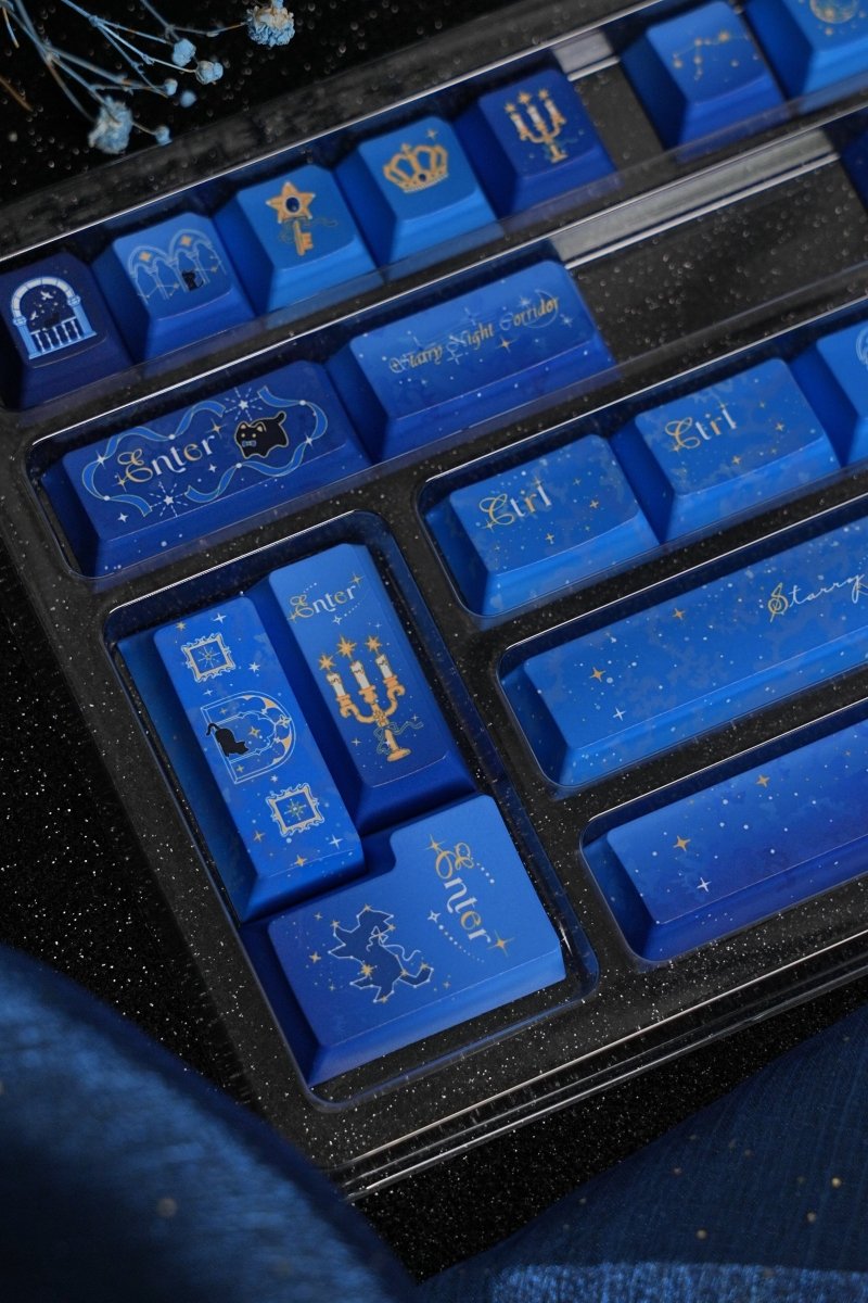 Starry Night Corridor - Themed Gradient Keycap Set - KeyArtisan