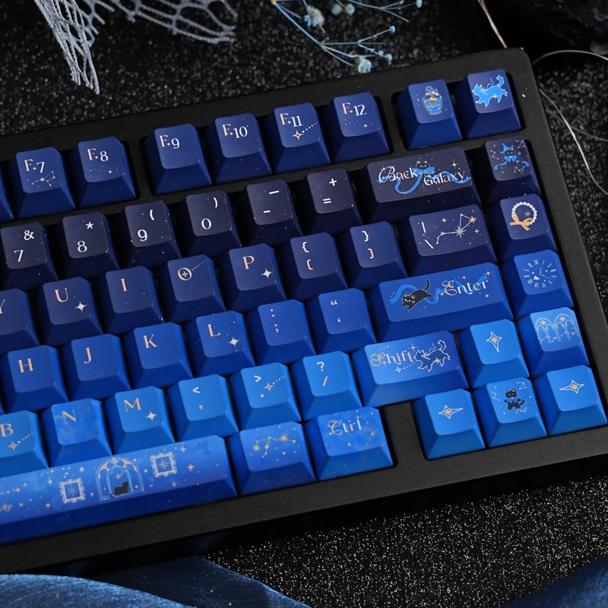 Starry Night Corridor - Themed Gradient Keycap Set - KeyArtisan