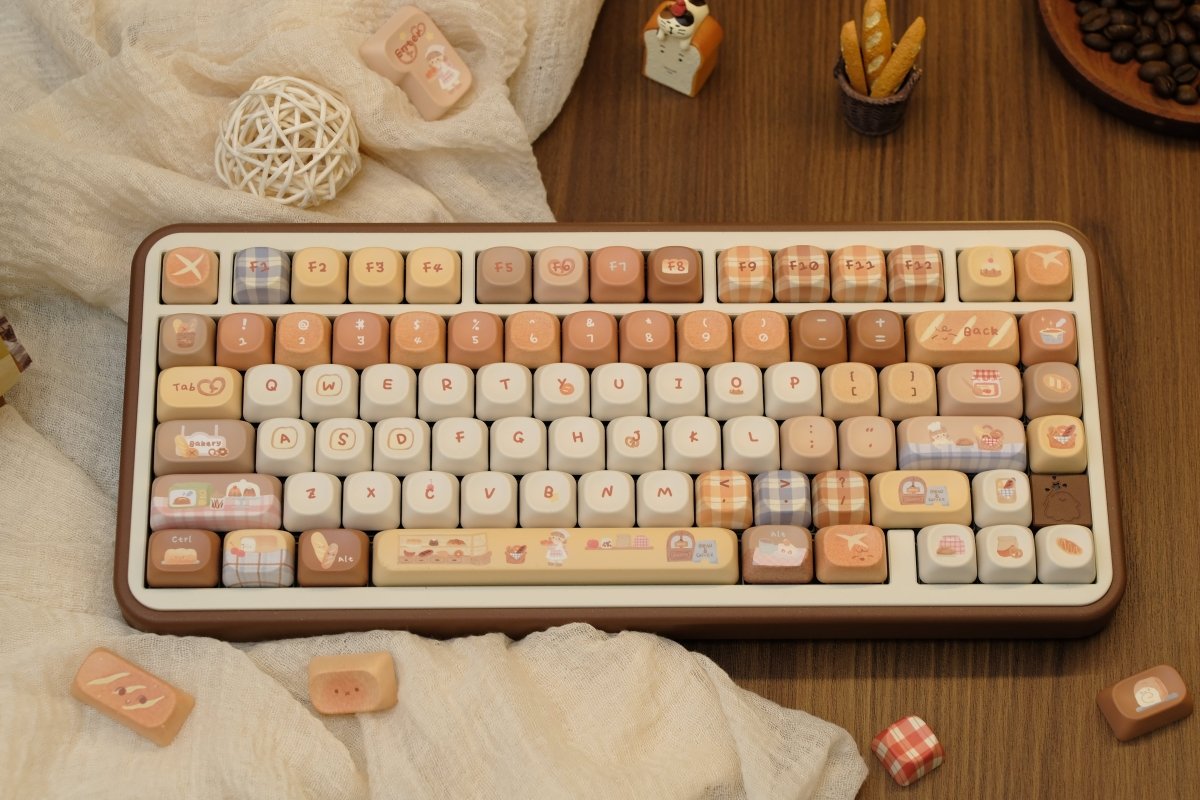 Toasted Bread Keycaps Toasted Bread - Themed Cute Cherry / MOA Profile PBT Keycap Set ...
