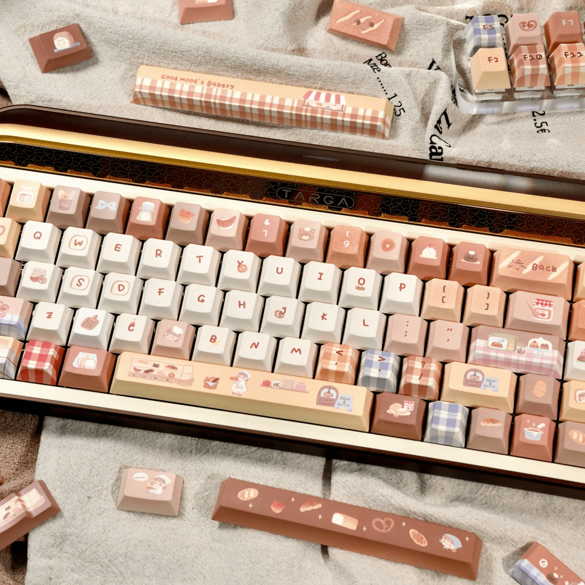 Toasted Bread Keycaps Toasted Bread - Themed Cute Cherry / MOA Profile PBT Keycap Set ...