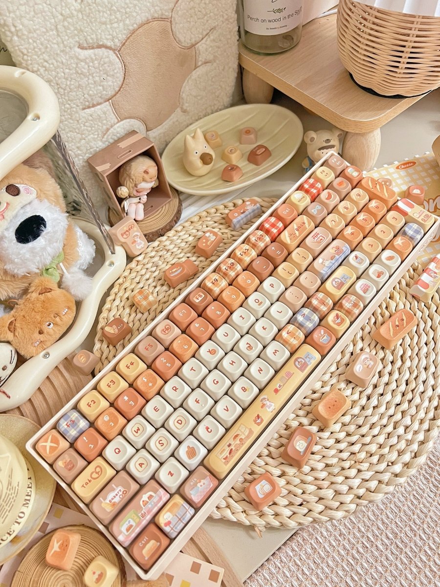 Toasted Bread - Themed Cute Cherry / MOA Profile PBT Keycap Set - KeyArtisan