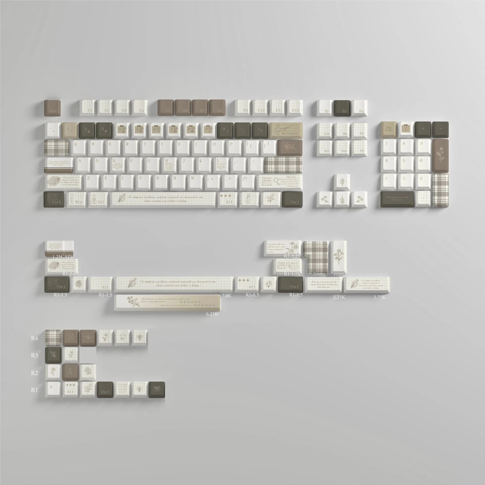 Vintage Botanist Milk Coffee Keycap Set - KeyArtisan