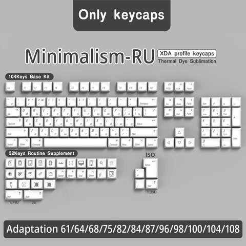 White Minimalism Theme PBT XDA Keycap Set - KeyArtisan