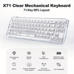 Wireless Clear 68% RGB Mechanical Keyboard – YUNZII X71 - KeyArtisan