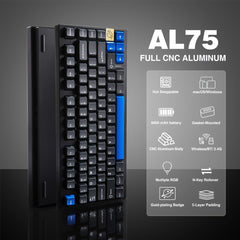 YUNZII AL75 Black 75% Aluminum Mechanical Keyboard - KeyArtisan